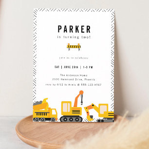 Construction Trucks Boy Birthday Invitation
