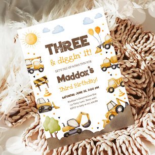 Construction Trucks Boy Dirty 3RD-Y Third Birthday Invitation