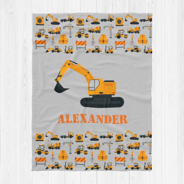 Construction Trucks Boys Personalized Blanket (Creator Uploaded)