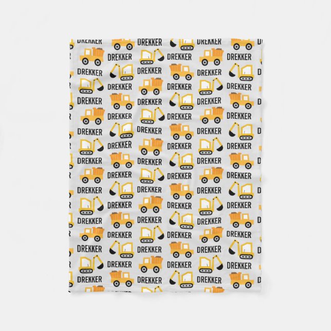 Construction Trucks Digger & Dump Truck Baby Blank Fleece Blanket (Front)