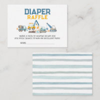 Construction Trucks Diggers, Diaper Raffle Ticket