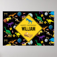 Construction Trucks Dinosaurs in Space Birthday