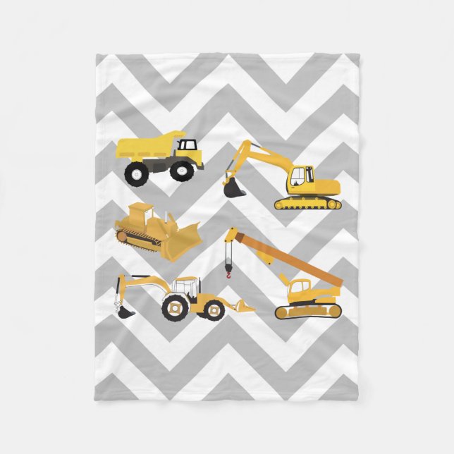 Construction Trucks Fleece Blanket (Front)