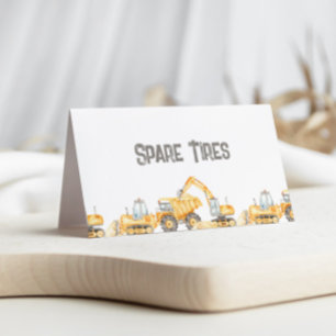 Construction Trucks Folded Food Label Card 