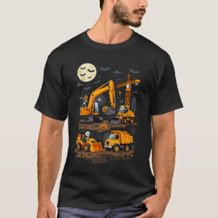 Construction Trucks Halloween Skeleton Excavator B T-Shirt