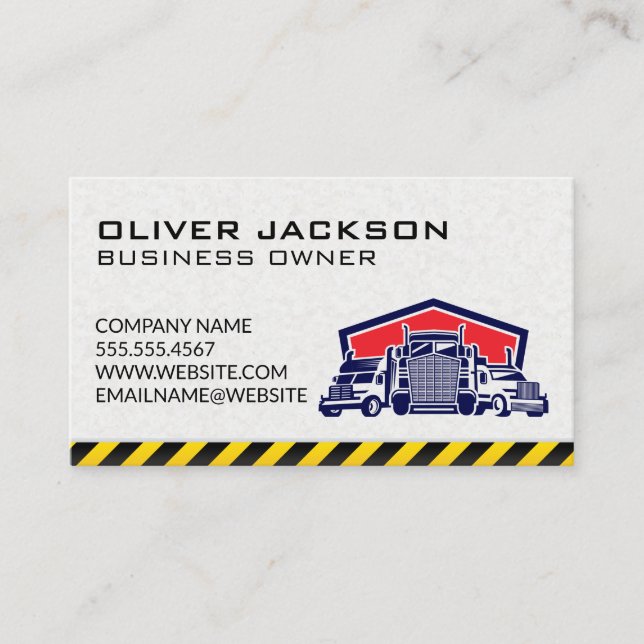 Construction Trucks Illustration Business Card (Front)