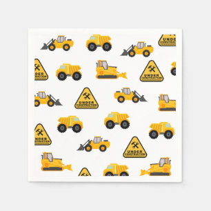 Construction Trucks Kid's Birthday Napkin