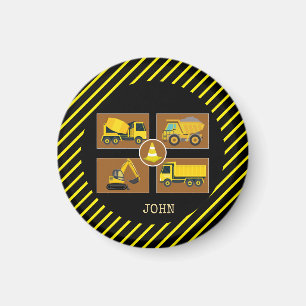 Construction Trucks Kids Birthday Party decor Magnet