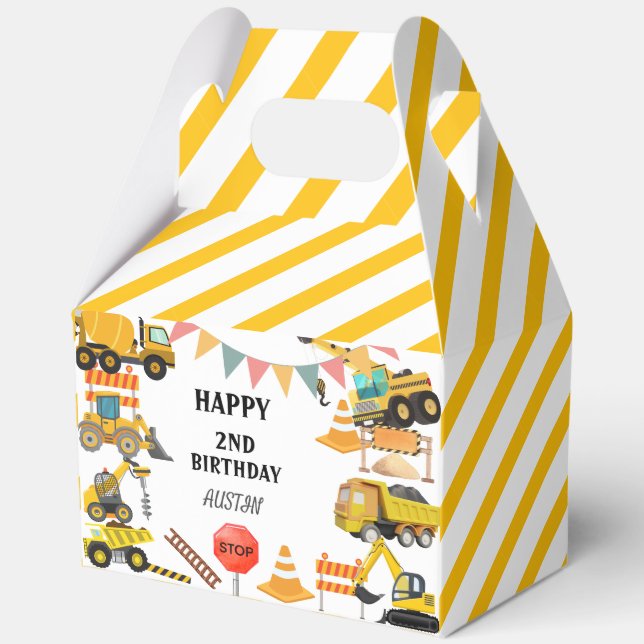 Construction Trucks |  Kids Birthday Party   Favour Box (Front)