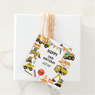 Construction Trucks    Kids Birthday Party   Favour Tags