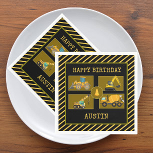 Construction Trucks    Kids Birthday Party   Napkin