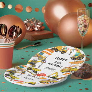 Construction Trucks    Kids Birthday Party   Paper Plate