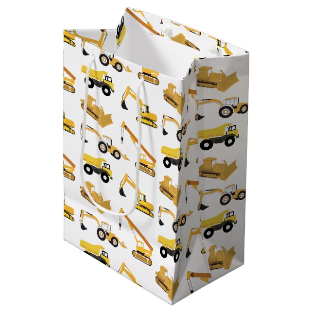 Construction Trucks Medium Gift Bag (Front Angled)