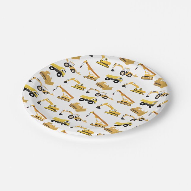 Construction Trucks Paper Plate (Angled)