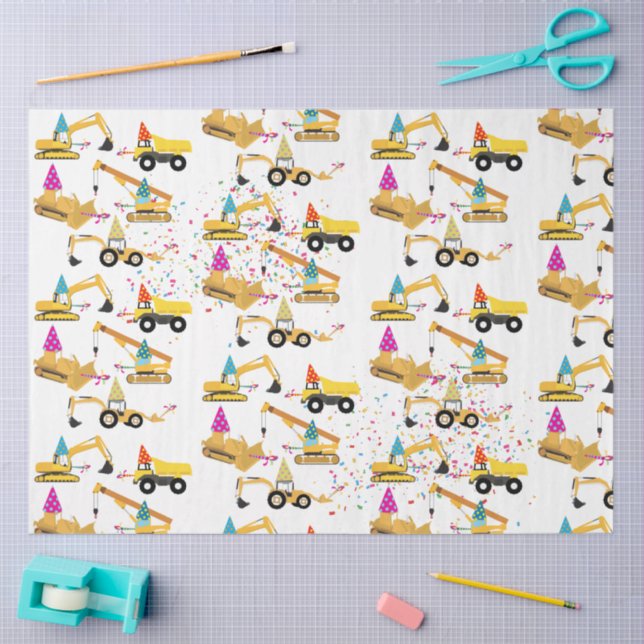 Construction Trucks Party Pattern   Tissue Paper (Craft)