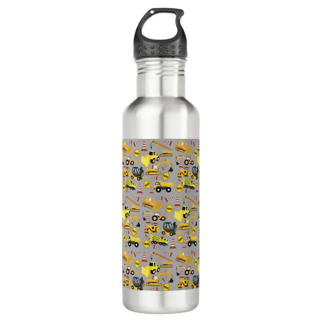 Construction Trucks Pattern 710 Ml Water Bottle (Front)