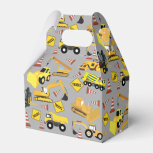 Construction Trucks Pattern Favour Box