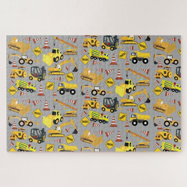 Construction Trucks Pattern Jigsaw Puzzle (Horizontal)