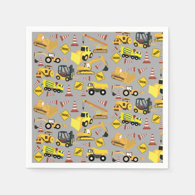 Construction Trucks Pattern Napkin (Front)