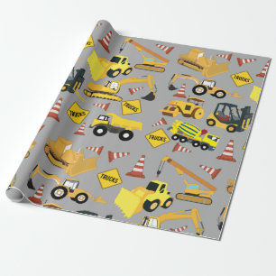 Construction Trucks Pattern Wrapping Paper