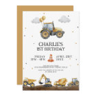 Construction Trucks Simple Minimalist Birthday