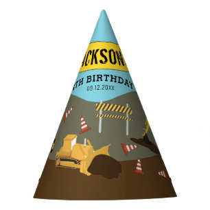 Construction Trucks Site Theme Birthday Party Hat