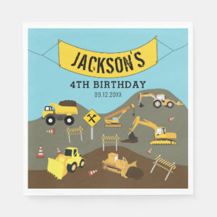 Construction Trucks Site Theme Birthday Party Napkin