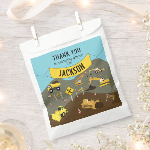 Construction Trucks Site Theme Thank You  Favour Bags