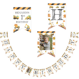 Construction Trucks Theme Birthday  Bunting