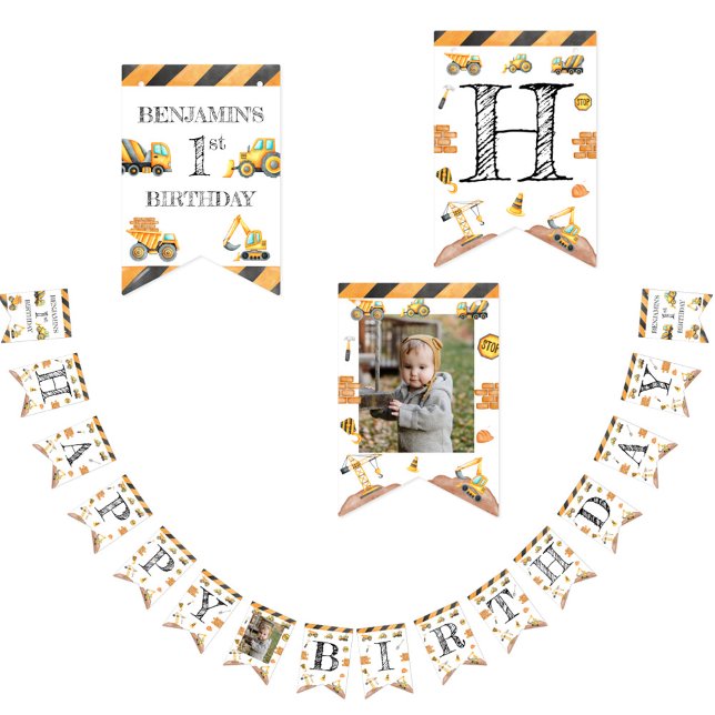 Construction Trucks Theme Birthday  Bunting (Creator Uploaded)