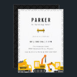 Construction Trucks Theme Birthday Invitation<br><div class="desc">Cute construction trucks theme,  birthday party invitation.</div>