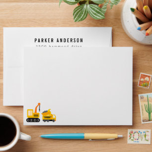 Construction Trucks Theme Envelope