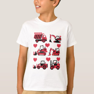 Construction Trucks Valentines Day Hearts Love T-Shirt