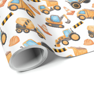 Construction Trucks Wrapping Paper