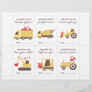 Construction Valentine Cards for Kids Custom Letterhead