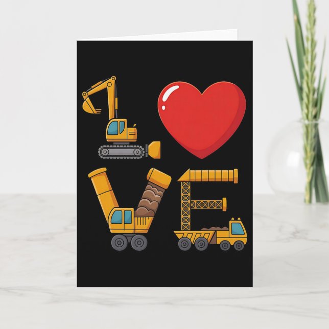 Construction Valentine Love Spelled With Trucks Ex Card (Front)