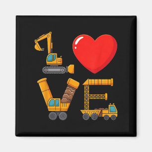 Construction Valentine Love Spelled With Trucks Ex Magnet
