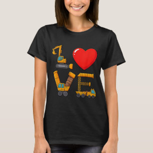 Construction Valentine Love Spelled With Trucks Ex T-Shirt