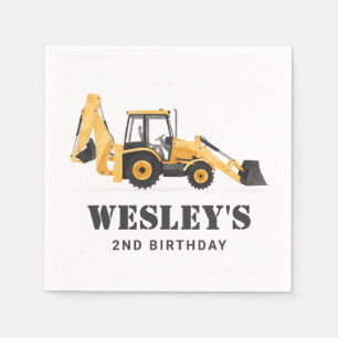 Construction Vehicle Backhoe Birthday Party Napkin