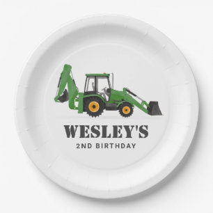 Construction Vehicle Backhoe Birthday Party Paper Plate