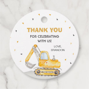 Construction Vehicle Birthday Party Favour Tags