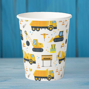 Construction Vehicle Birthday Party Pattern Paper Cups