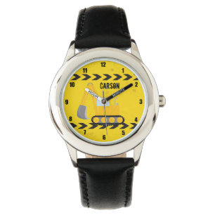 Construction Vehicle Boys Personalised Yellow Kids Watch