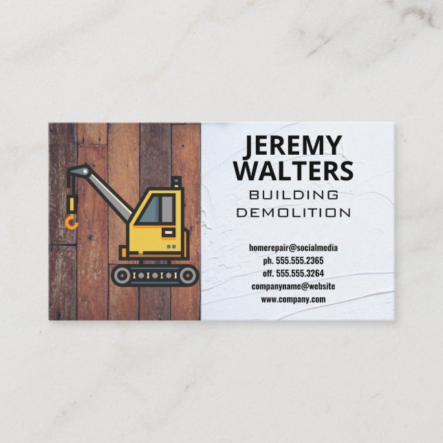 Construction Vehicle | Building Demolition Business Card (Front)