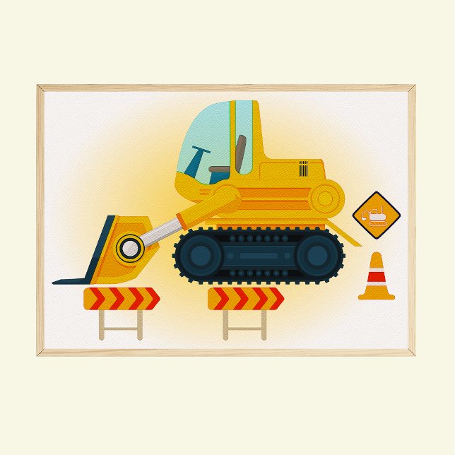 Construction Vehicle Bulldozer Print Kids Room (Creator Uploaded)