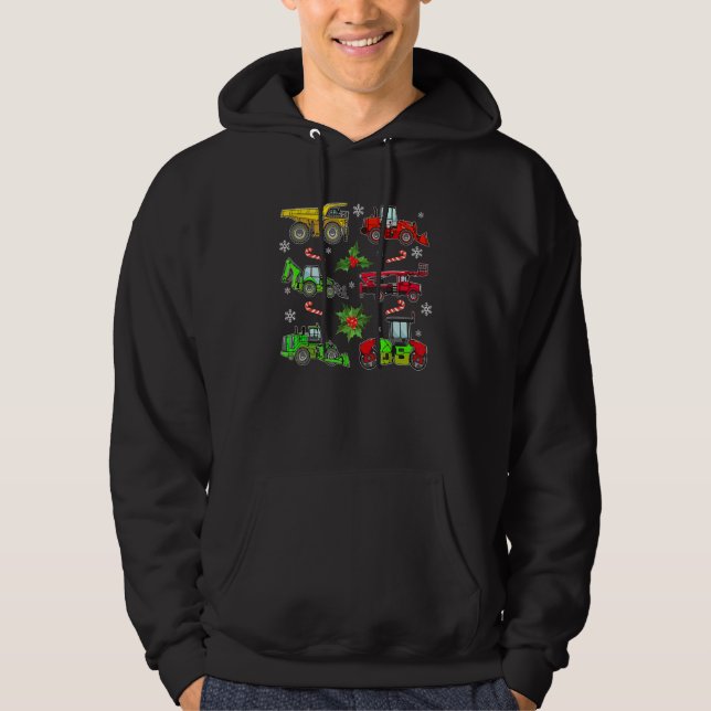 Construction Vehicle Christmas Red Trucks Winter B Hoodie (Front)