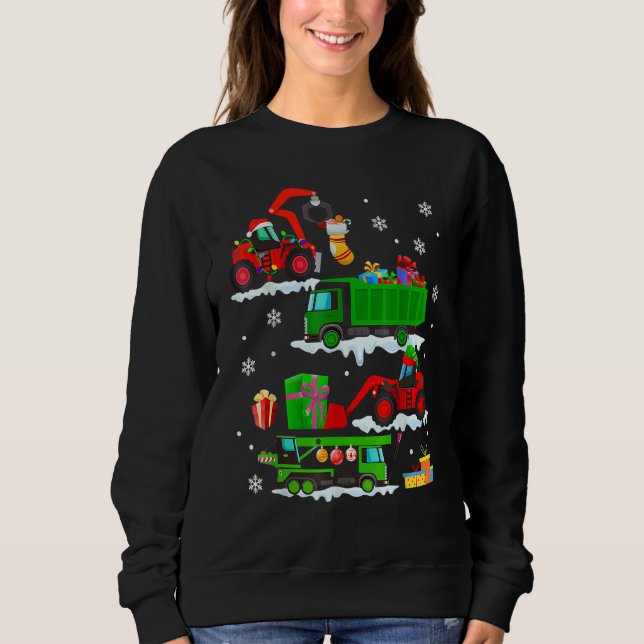 Construction Vehicle Christmas Red Trucks Winter B Sweatshirt (Front)