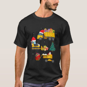 Construction Vehicle Christmas Red Trucks Winter B T-Shirt
