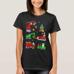 Construction Vehicle Christmas Red Trucks Winter B T-Shirt