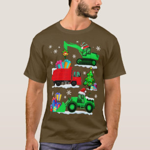 Construction Vehicle Christmas Red Trucks Winter B T-Shirt